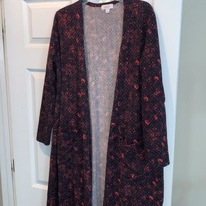 Large lularoe black coral purple Sarah pockets